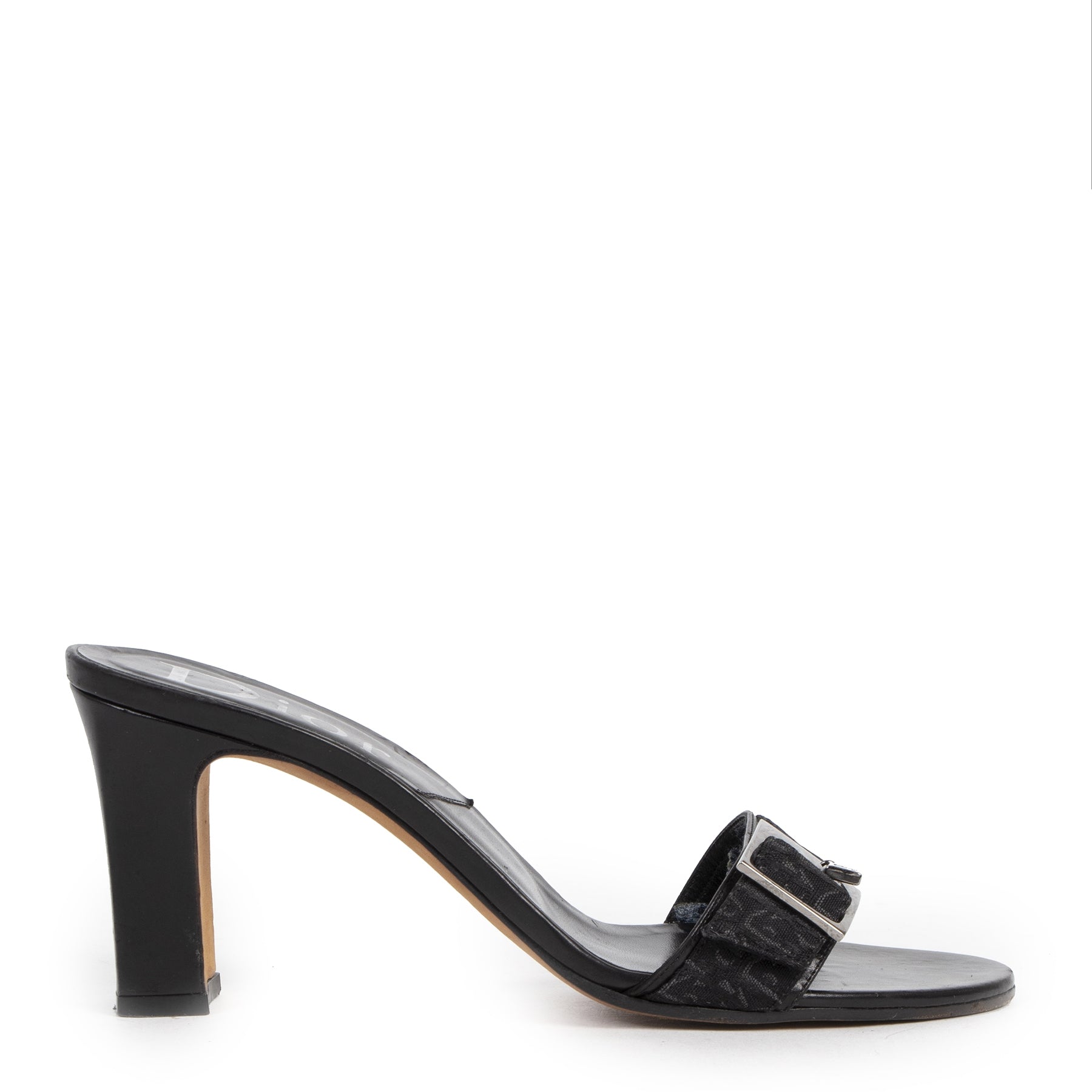 Authentieke Tweedehands Dior Black Monogram Canvas Mules - Size 37,5 juiste prijs veilig online shoppen luxe merken webshop winkelen Antwerpen België mode fashion