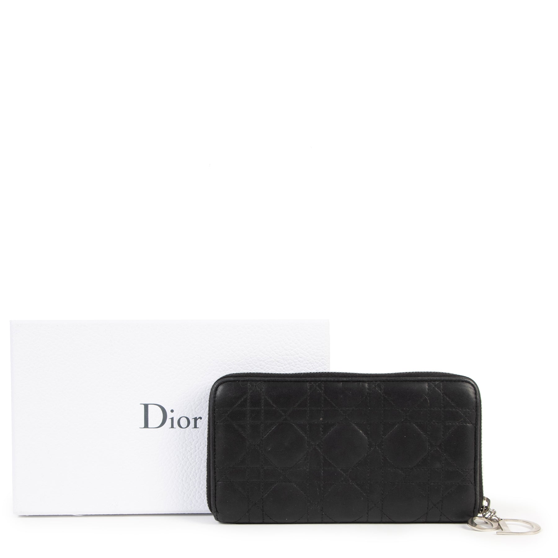 Portefeuille Dior Lady Dior en cuir noir cannage