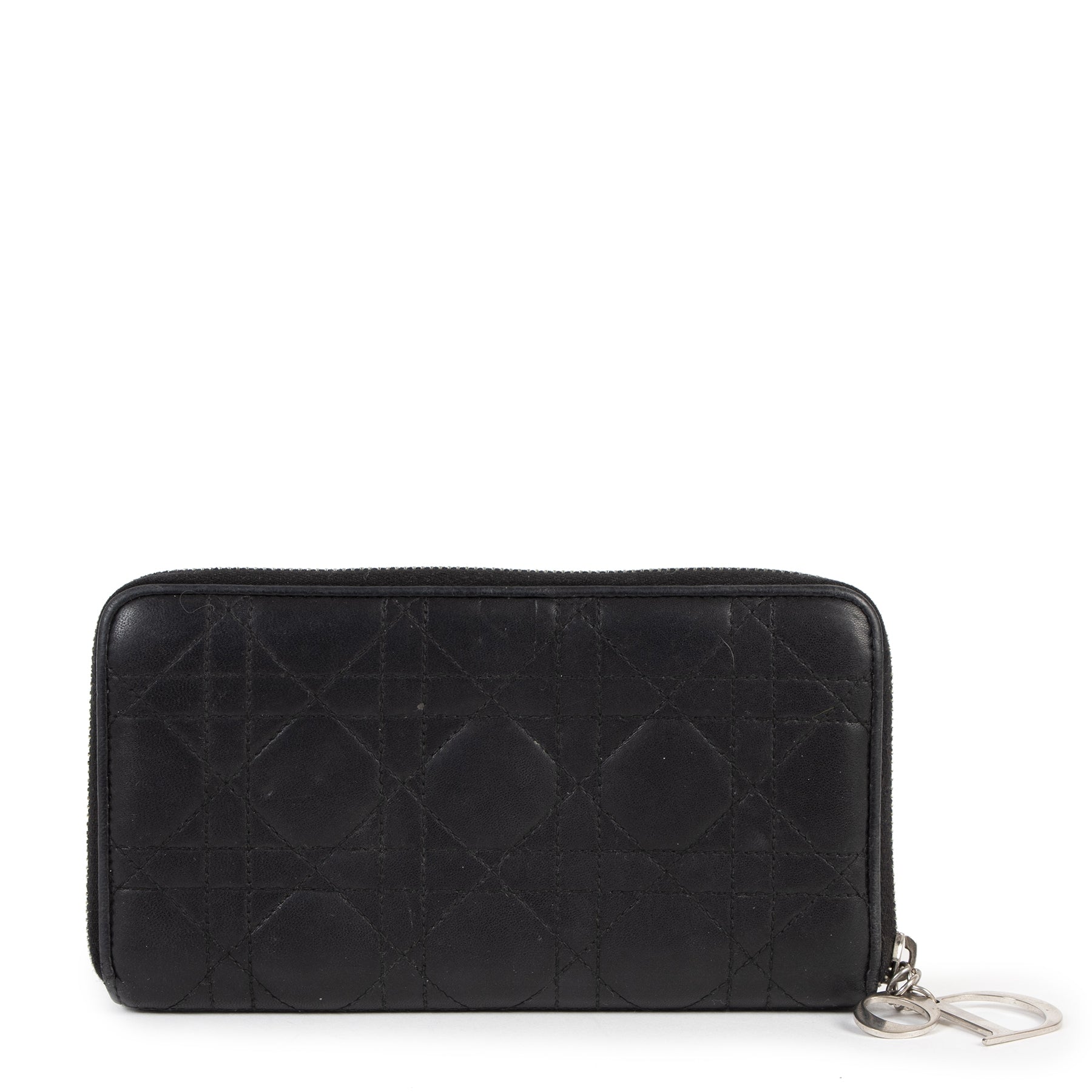 Portefeuille Dior Lady Dior en cuir noir cannage