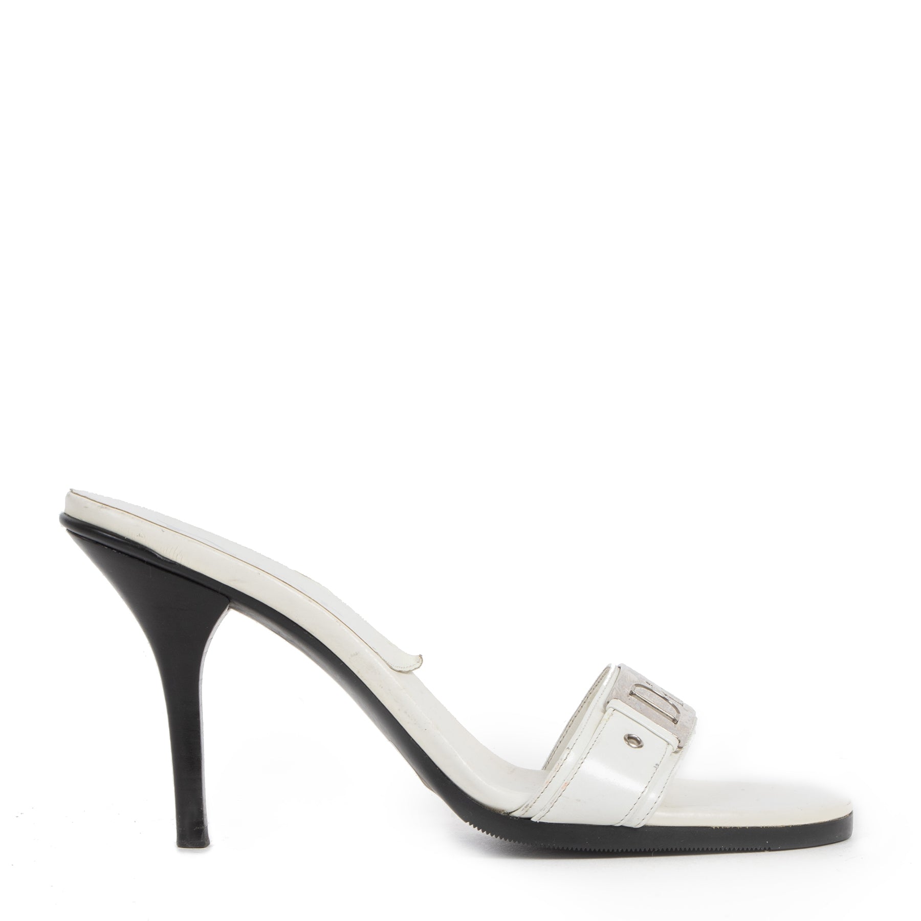 Authentieke Tweedehands Dior White Logo Mules - Size 38 juiste prijs veilig online shoppen luxe merken webshop winkelen Antwerpen België mode fashion