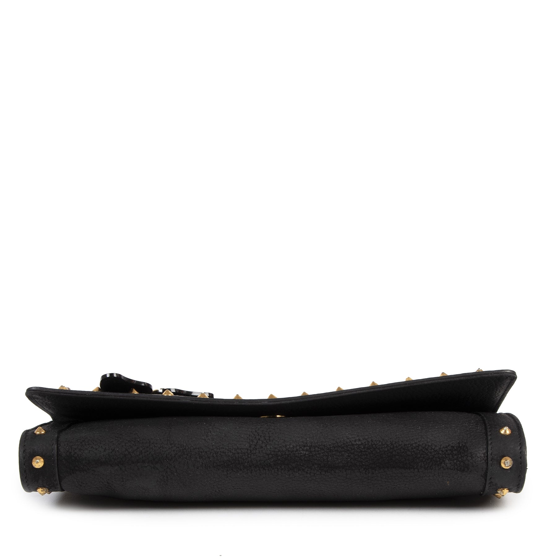 Authentieke Tweedehands Gucci Black Leather Broadway Butterfly Clutch juiste prijs veilig online shoppen luxe merken webshop winkelen Antwerpen België mode fashion