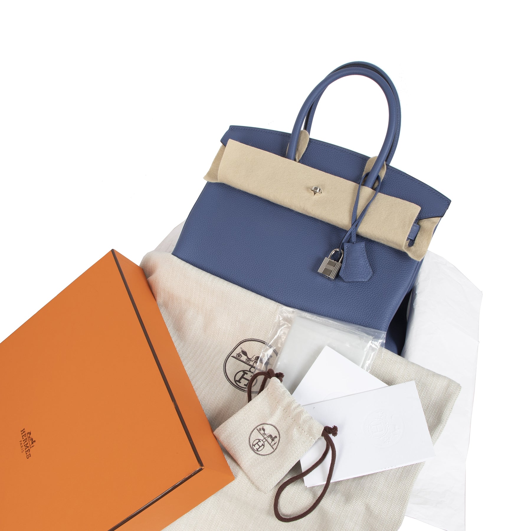 shop safe online secondhand Never Used Hermes Blue Brighton Togo Birkin 30 PHW