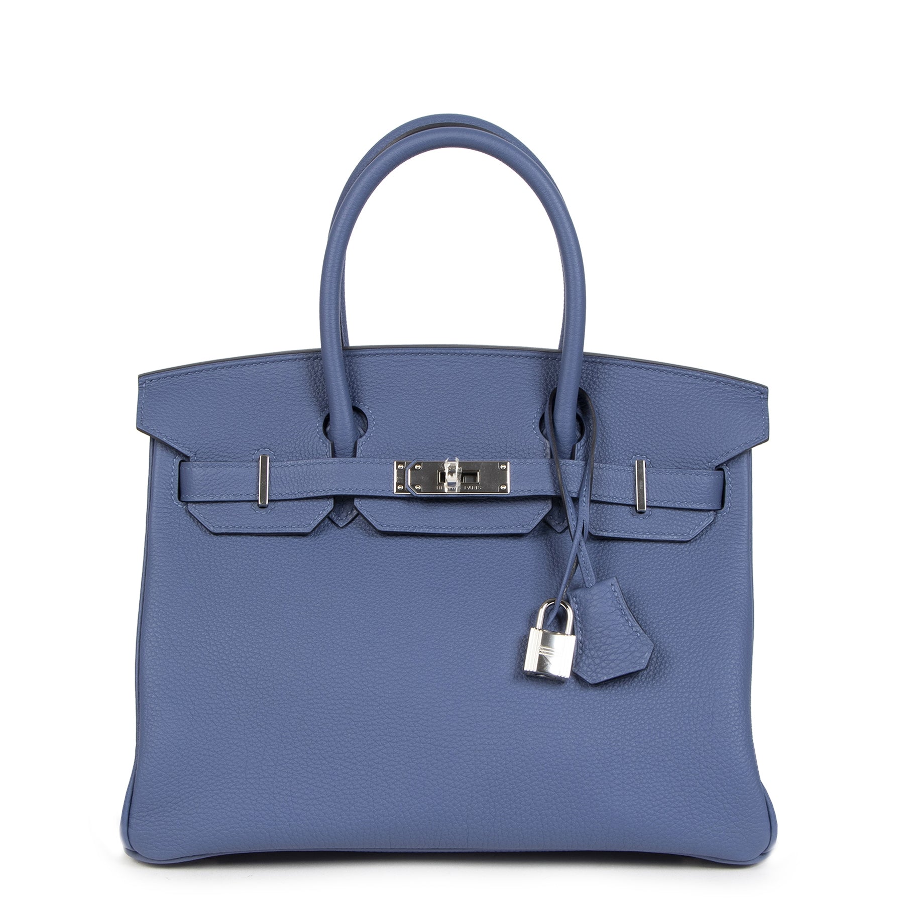 Never Used Hermes Blue Brighton Togo Birkin 30 PHW