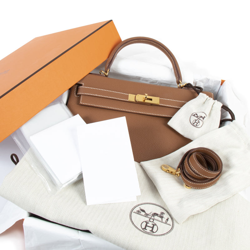 Hermès Kelly 32 Veau Togo Gold GHW for the bet price at Labellov