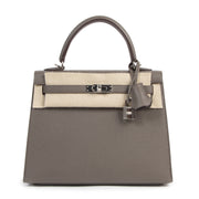 Authentique seconde-main vintage Hermès Kelly 25 etain epsom PHW achète en ligne webshop LabelLOV