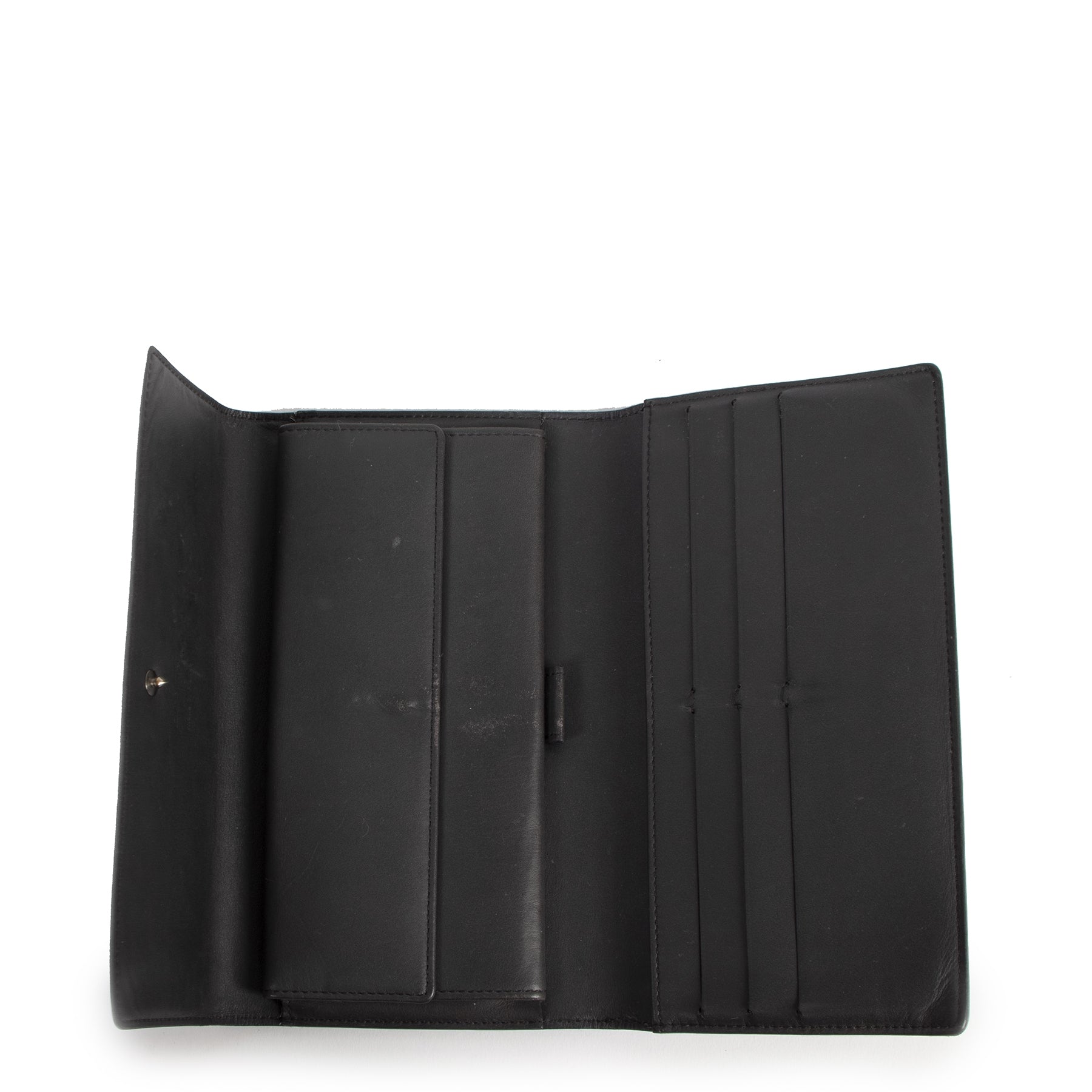 Authentic secondhand Louis Vuitton Dark Gray Matte Long Embossed Monogram Leather Wallet designer bags luxury vintage webshop fashion safe secure online shopping