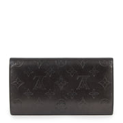 Authentic secondhand Louis Vuitton Dark Gray Matte Long Embossed Monogram Leather Wallet designer bags luxury vintage webshop fashion safe secure online shopping