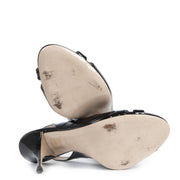 Authentic secondhand Miu Miu Black Patent Leather Slingback Stiletto Heels - size 38 designer high heels shoes luxury vintage webshop fashion designer brands safe secure online shopping worldwide shipping