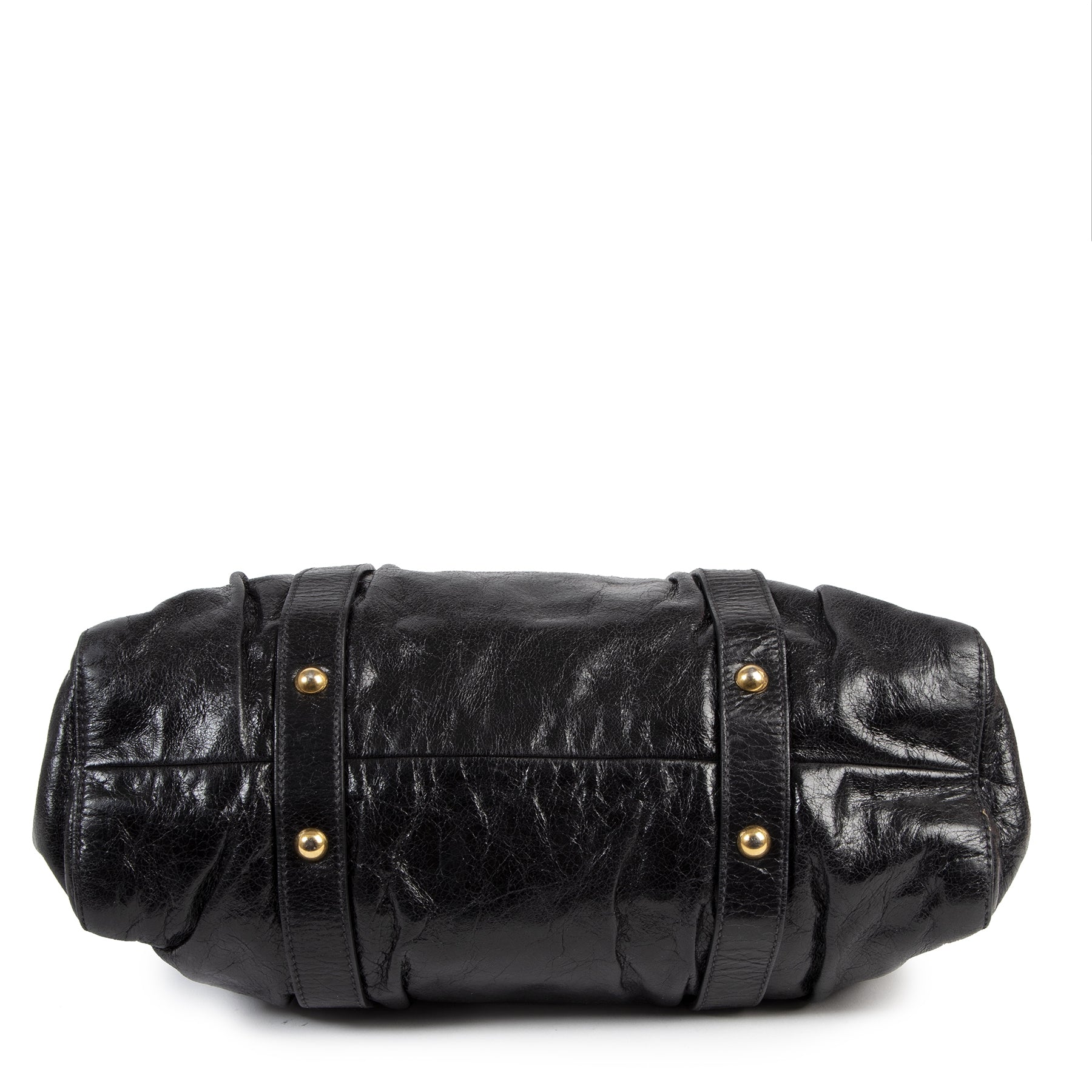 Sac Miu Miu en cuir noir Vitello Lux