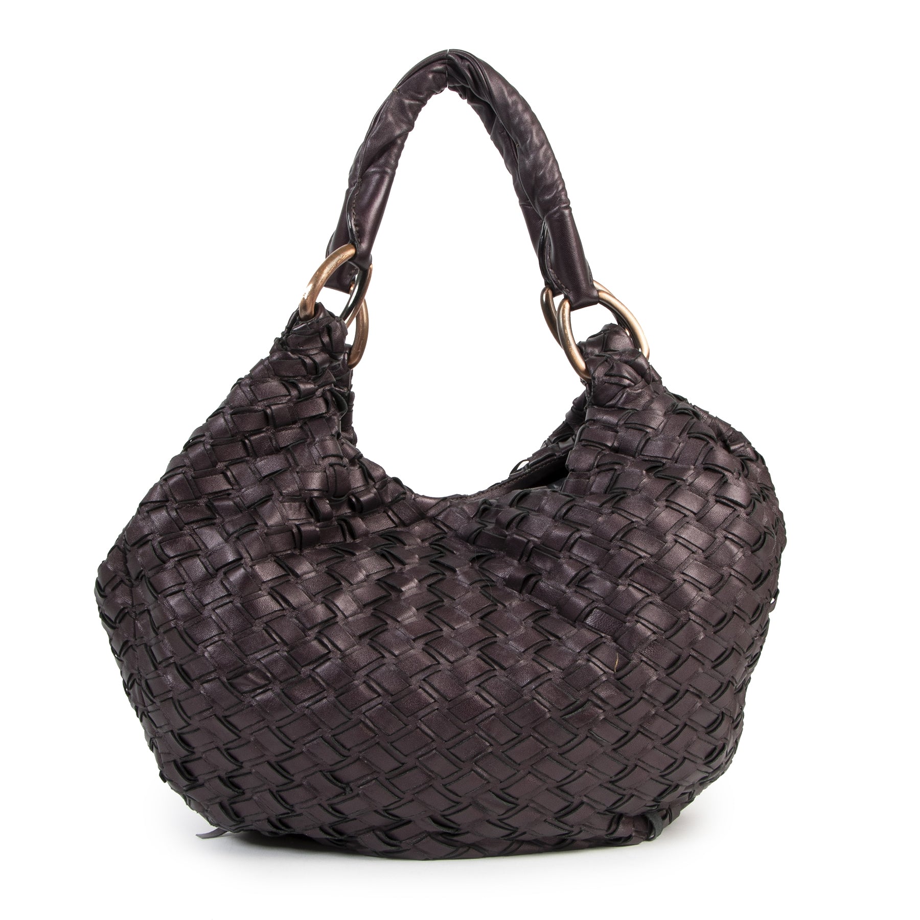 Authentieke Tweedehands Miu Miu Purple Intreccio Woven Tote Bag juiste prijs veilig onine shoppen luxe merken webshop winkelen Antwerpen België mode fashion