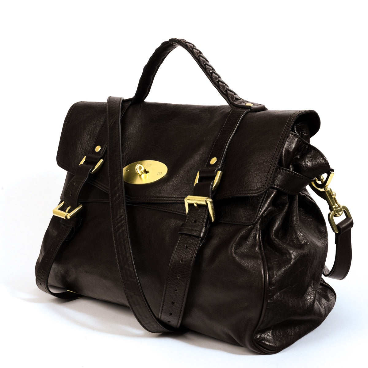 Shop safe online at Labellov in Antwerp, Brussels and KNokke this 100% authentic second hand Mulberry Oversized Alexa Chocolate Brown Soft Buffalo