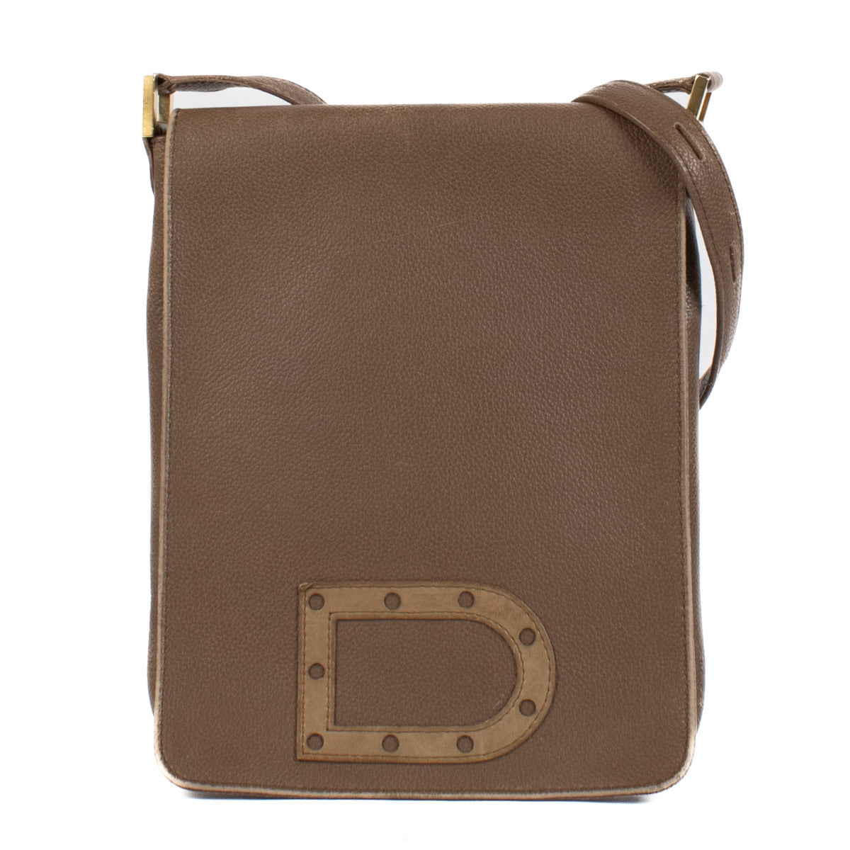 Delvaux Taupe Baudrier Louise PM Crossbody Bag aan de beste prijs bij Labellov tweedehands luxe in Antwerpen, Brussel en Knokke.