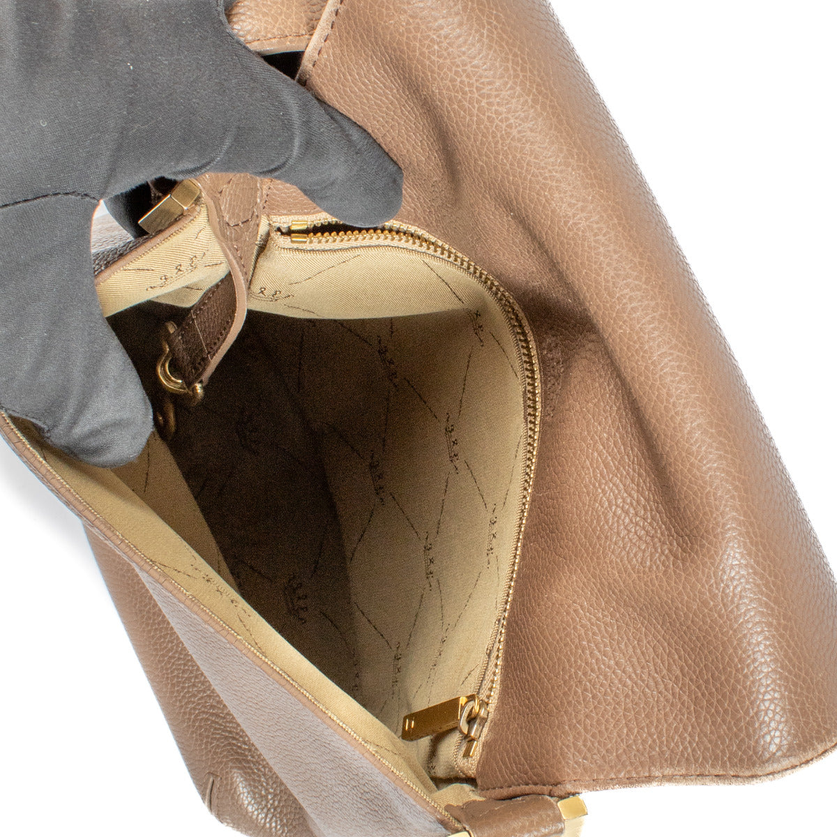 Sac bandoulière Delvaux Taupe Baudrier Louise PM