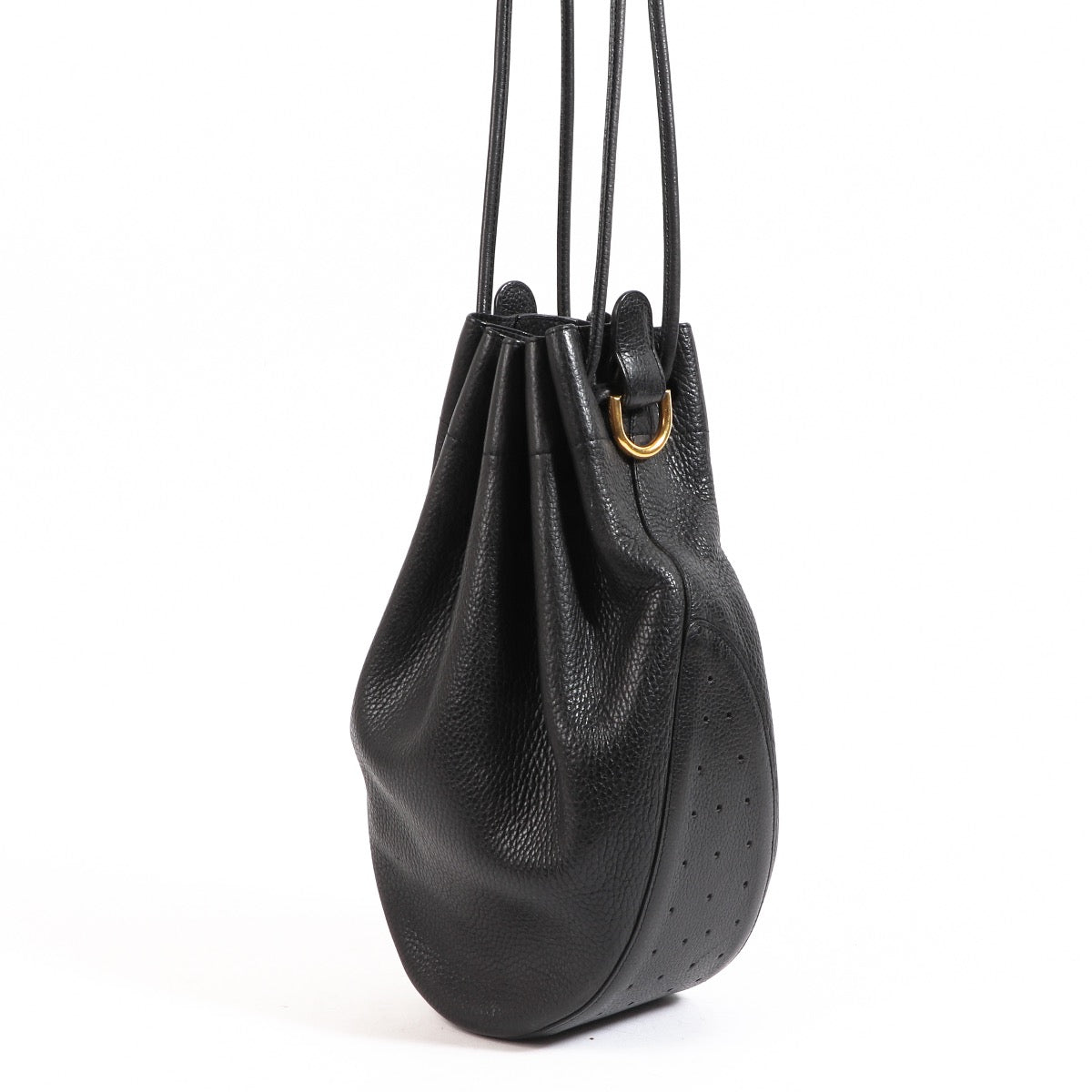 Buy an authentic Delvaux Black Leather Bucket Bag in very good condition at Labellov in Antwerp.