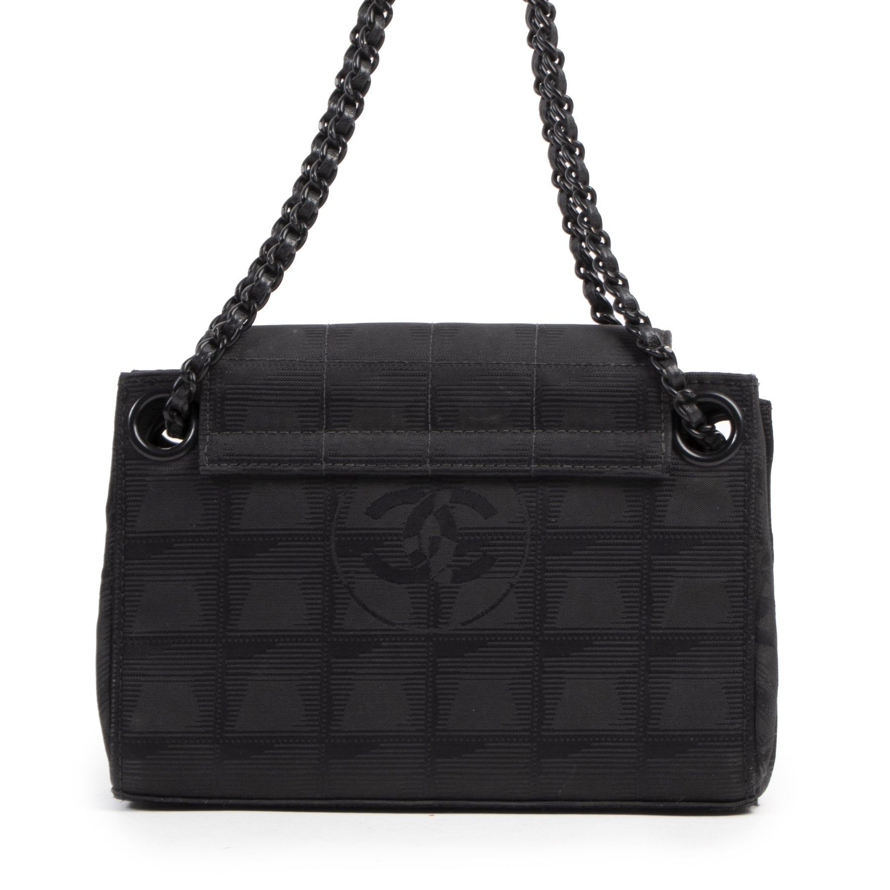 Available for the best price this exclusive authentic vintage Chanel Black Nylon CC Mini Bag