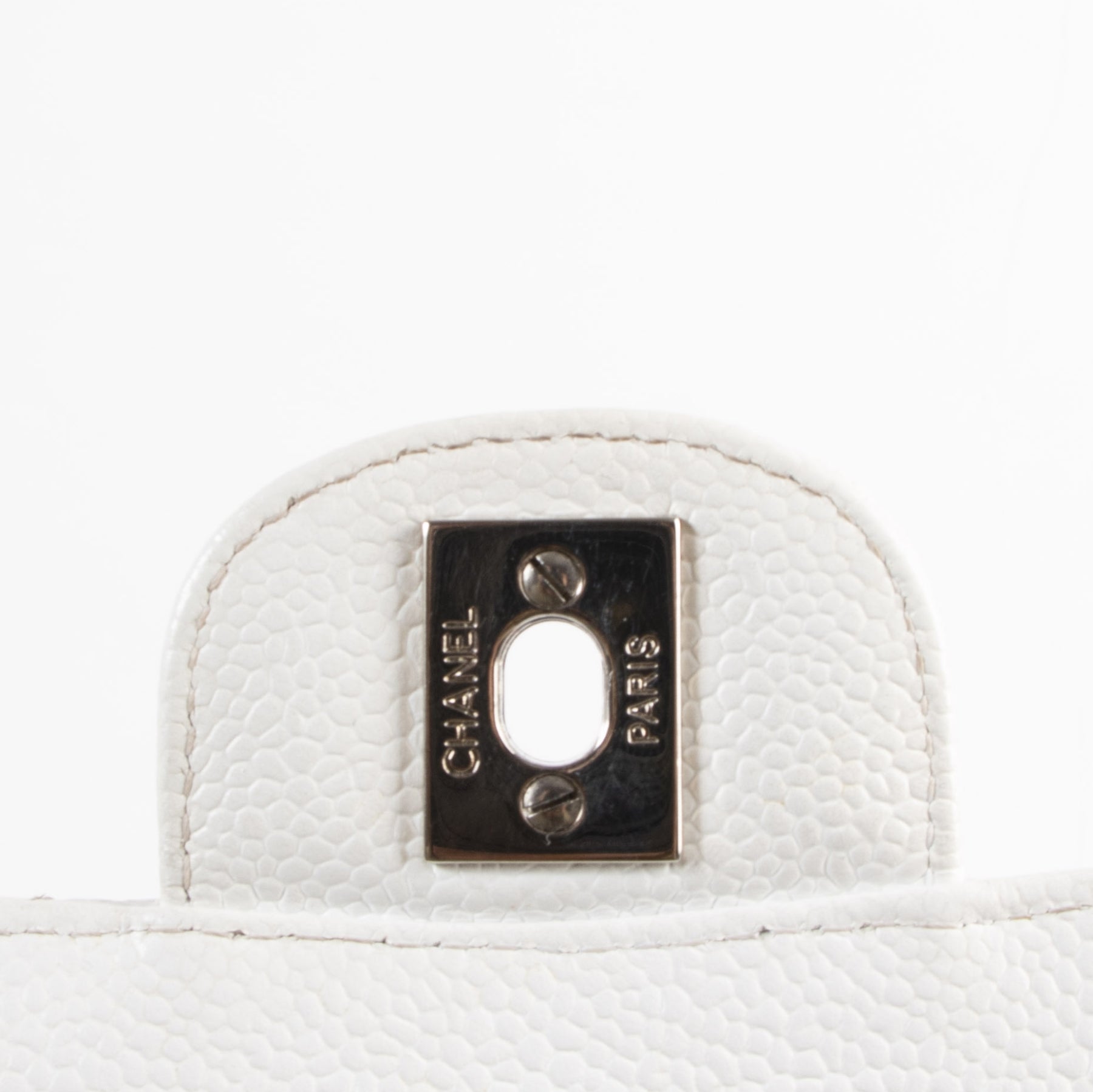 koop online Chanel White Caviar Medium Classic Double Flap Bag