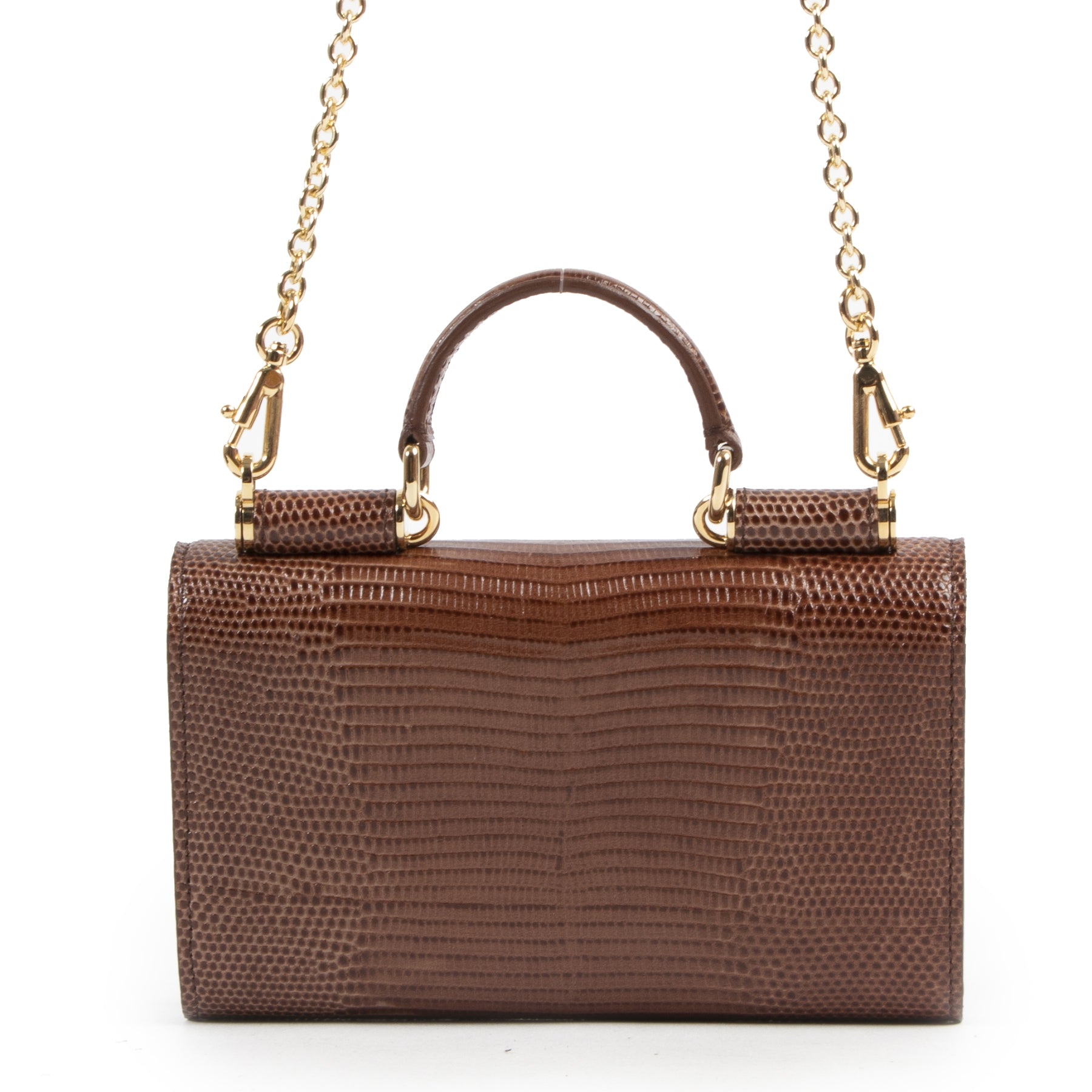 Authentic secondhand Dolce & Gabbana Brown Alligator Sicily Phone Case Bag designer bags fashion luxury vintage webshop safe secure online shopping