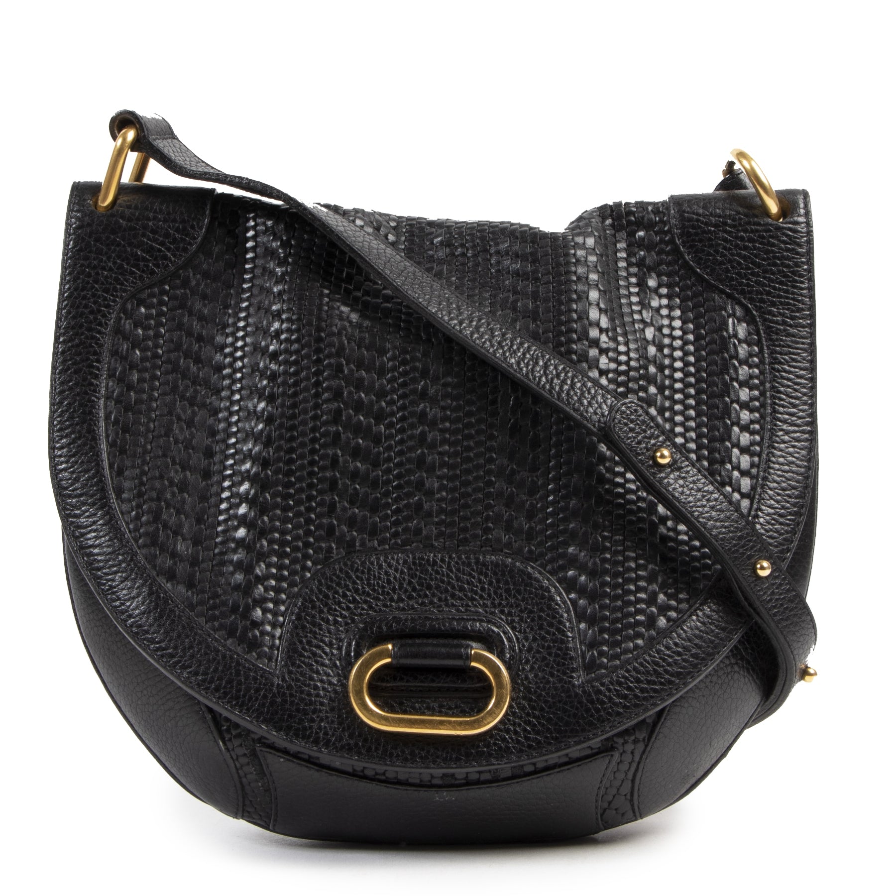 Authentic secondhand Delvaux Black Toile De Cuir Crossbody Bag designer bags luxury vintage webshop fashion designer brands leather bags