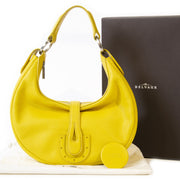 Authentieke Tweedehands Delvaux Camille Yellow Leather Shoulder bag juiste prijs veilig online winkelen luxe webshop winkelen Antwerpen België mode fashion