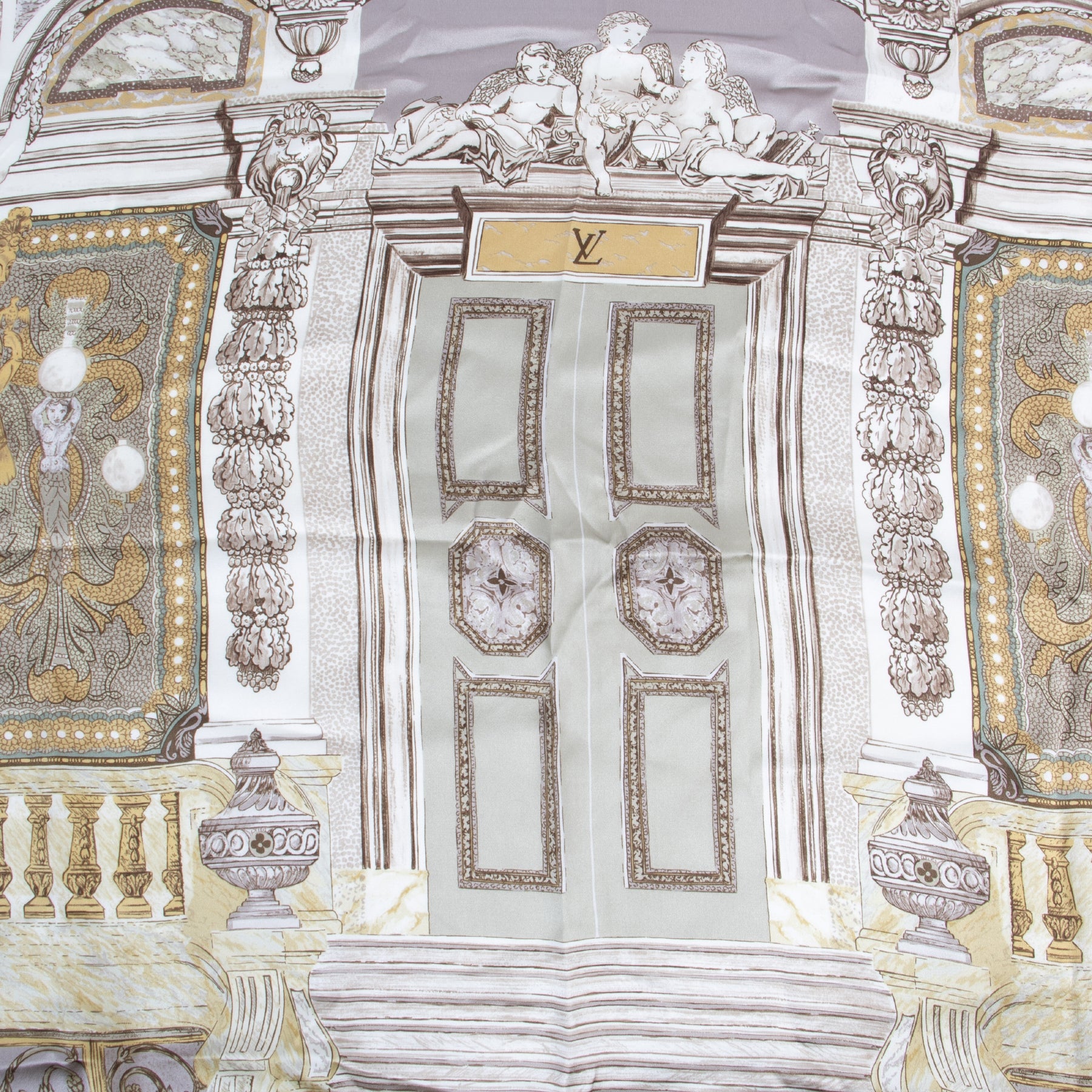 Authentic secondhand Louis Vuitton Beige Scarf 'Vestibule Hotel De Menier' designer bags designer brands webshop online shopping fashion