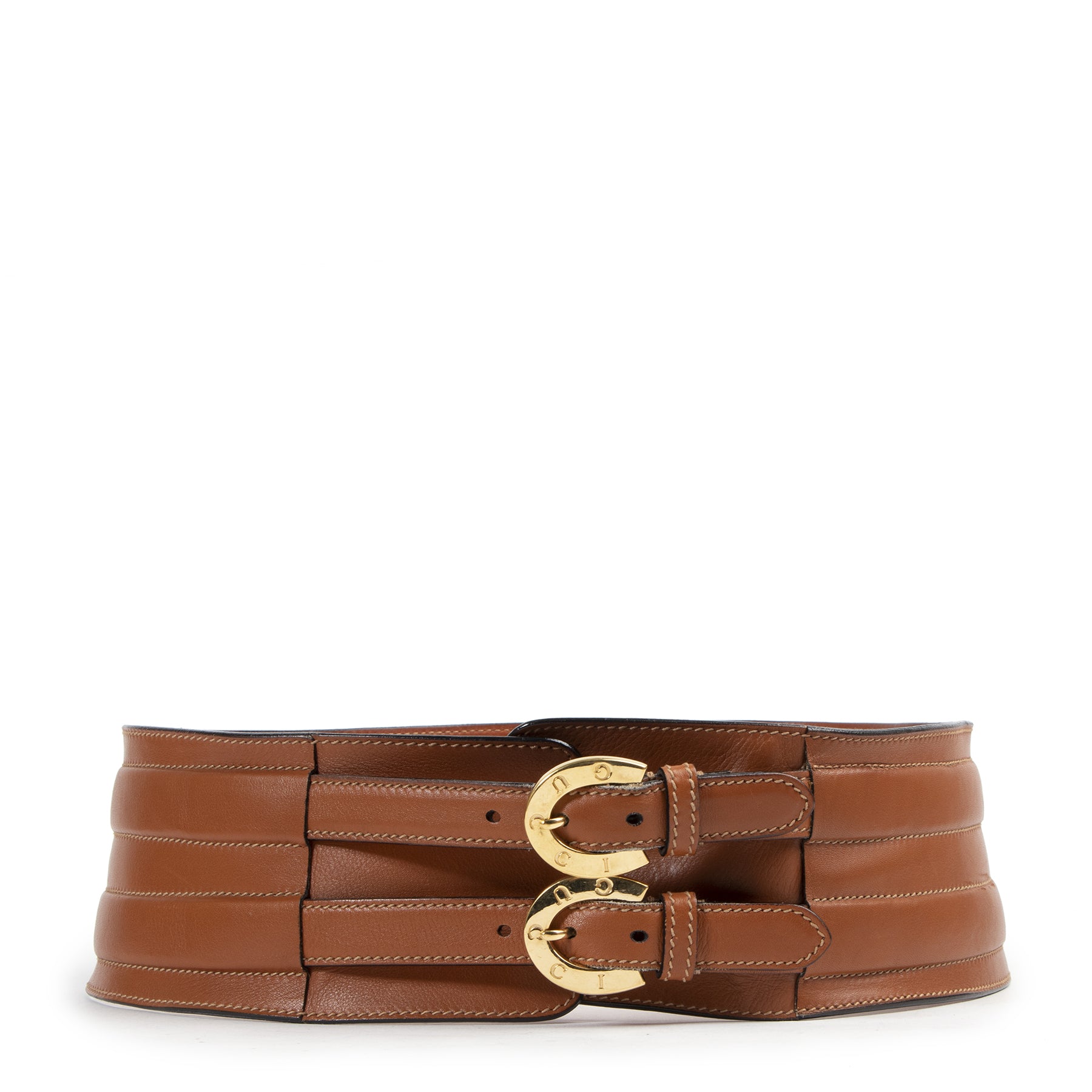 Authentic secondhand Gucci Cognac Leather Wide Waist Belt - Size 90 designer belts fashion luxury vintage webshop safe secure online shopping