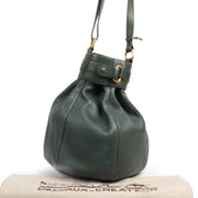 Authentieke Tweedehands Delvaux Green Leather Bucket Bag juiste prijs veilig online shoppen luxe merken webshop winkelen Antwerpen België mode fashion