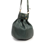 Authentic secondhand Delvaux Green Leather Bucket Bag designer bags fashion luxury vintage webshop safe secure online shopping