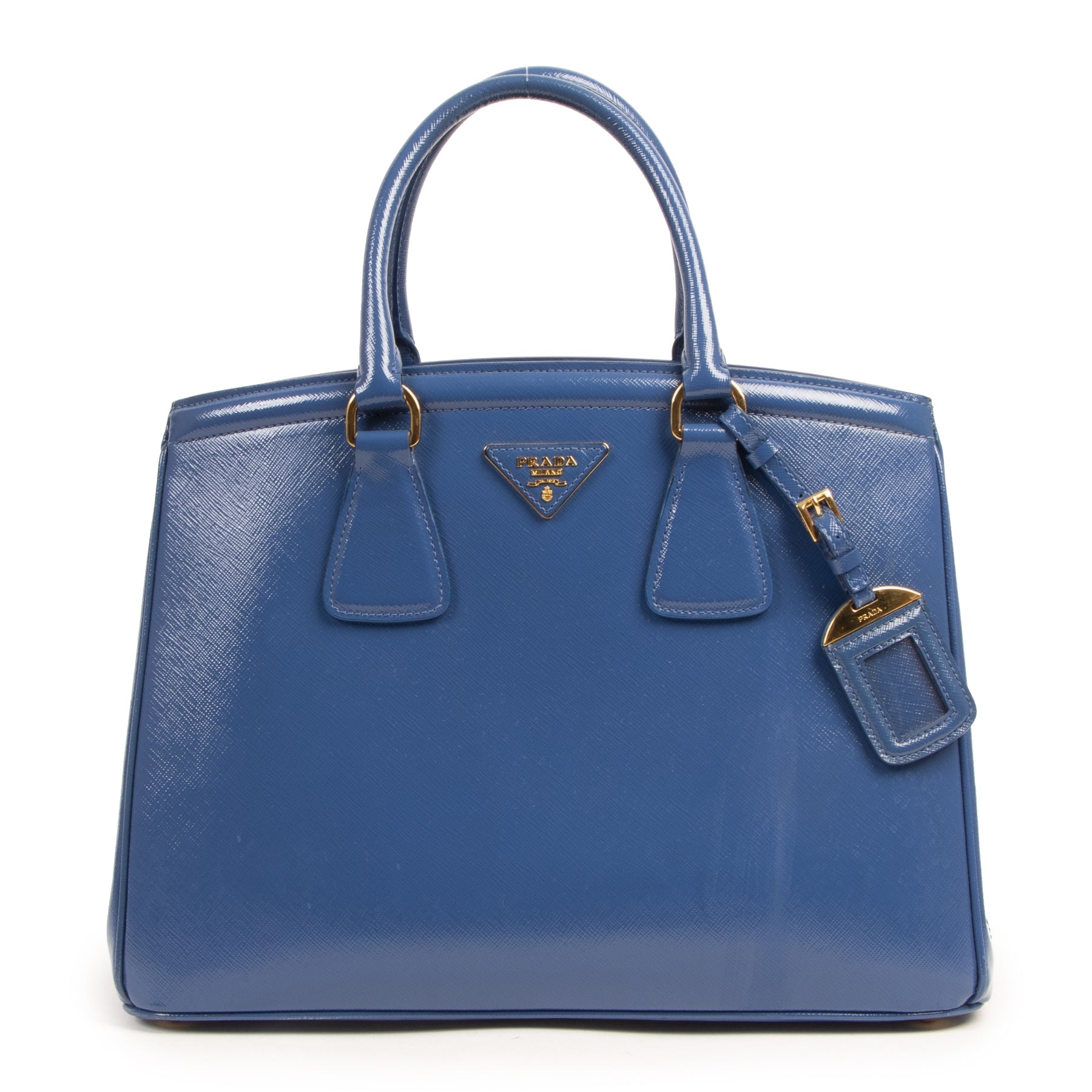 Authentic secondhand Prada Saffiano Cobalt Blue Handle Bag designer bags fashion luxury vintage webshop safe secure online shopping