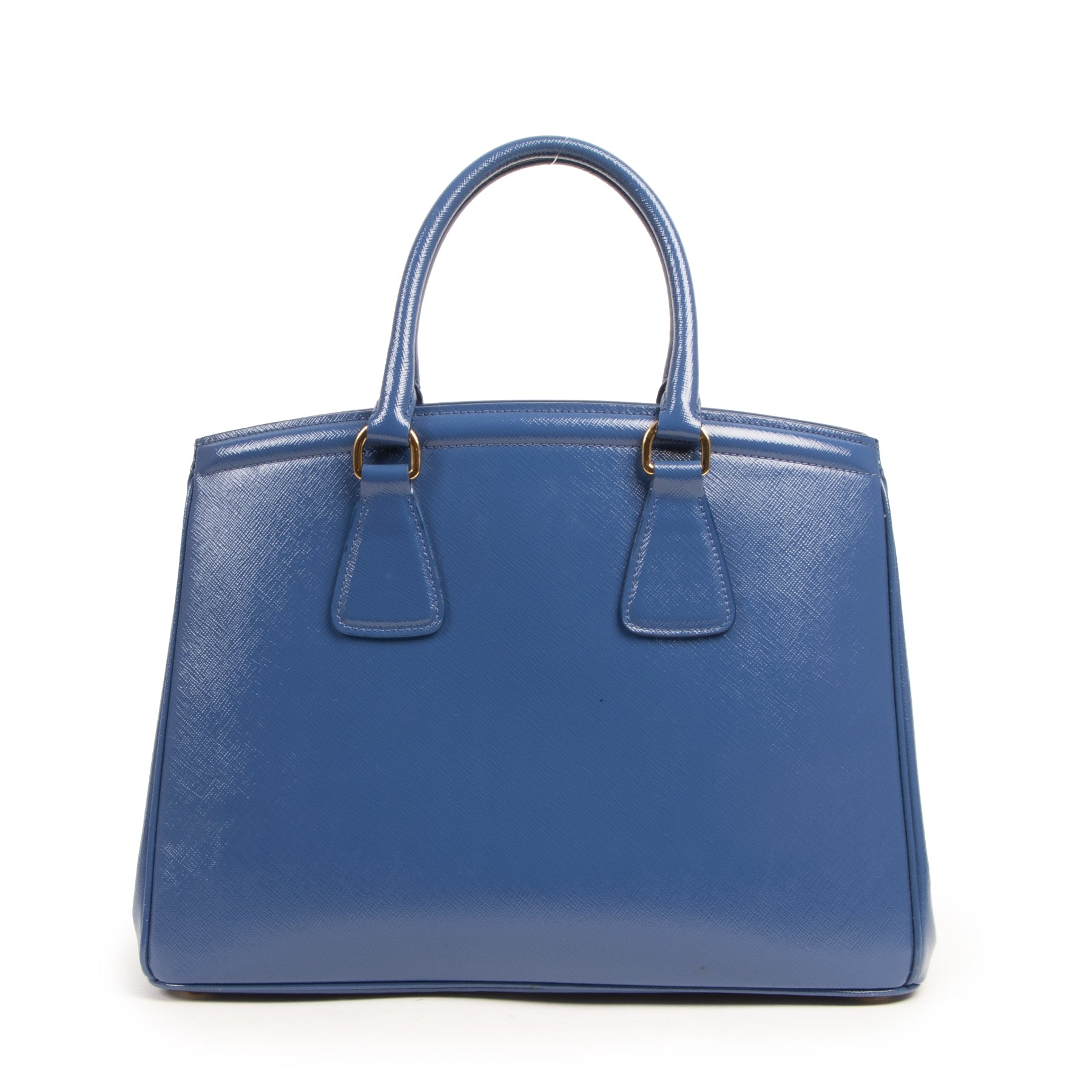 Authentieke Tweedehands Prada Saffiano Cobalt Blue Handle Bag juiste prijs veilig online shoppen luxe merken webshop