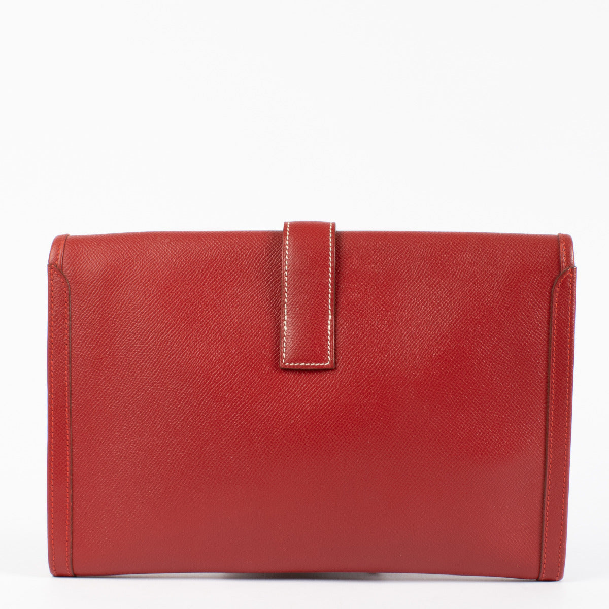 Pochette Hermès Jige PM en cuir Courchevel rouge vif