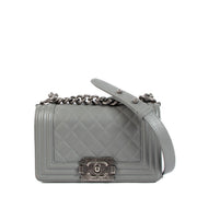 Chanel Grey Quilted Calfskin Small Boy Bag