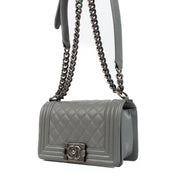 Shop an 100% authentic preloved Chanel Grey Quilted Leather Small Boy Flap Bag on Labellov.com