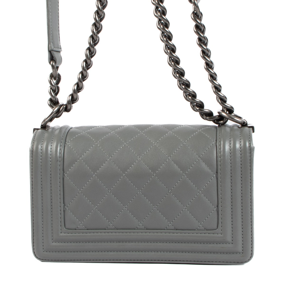 Chanel Grey Quilted Calfskin Small Boy Bag