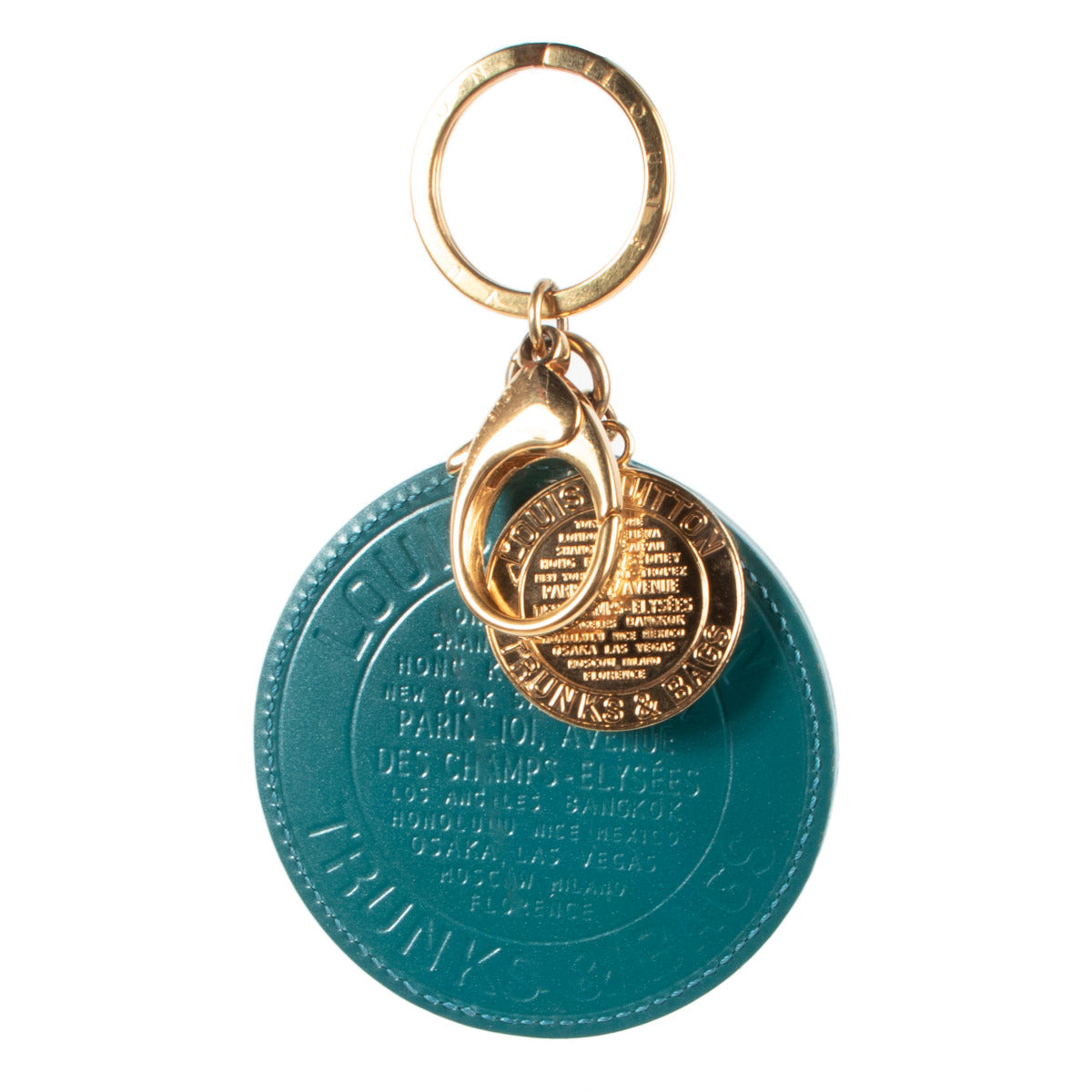 Porte-clés Louis Vuitton malles et sacs doré et bleu