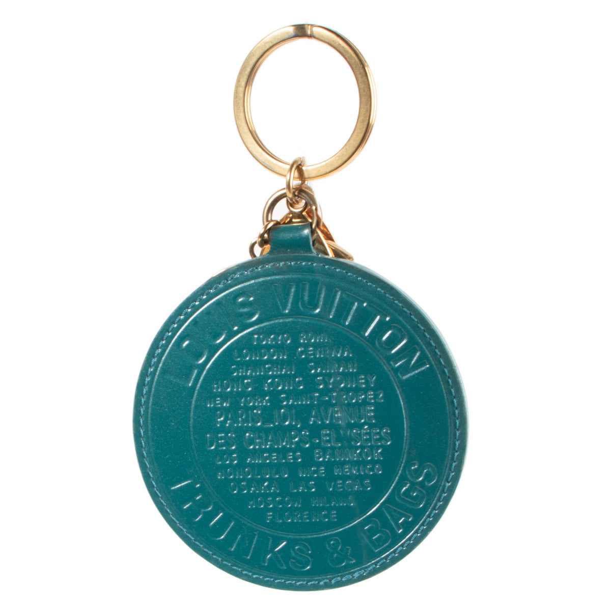 Porte-clés Louis Vuitton malles et sacs doré et bleu