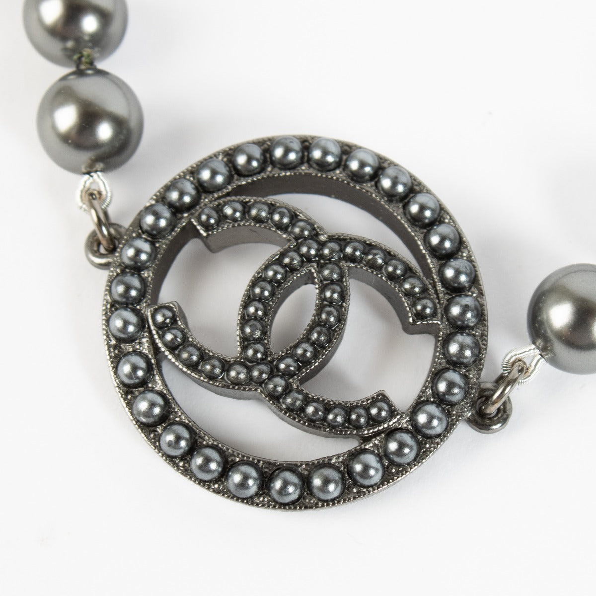 Chanel Grey CC Pearl Bracelet