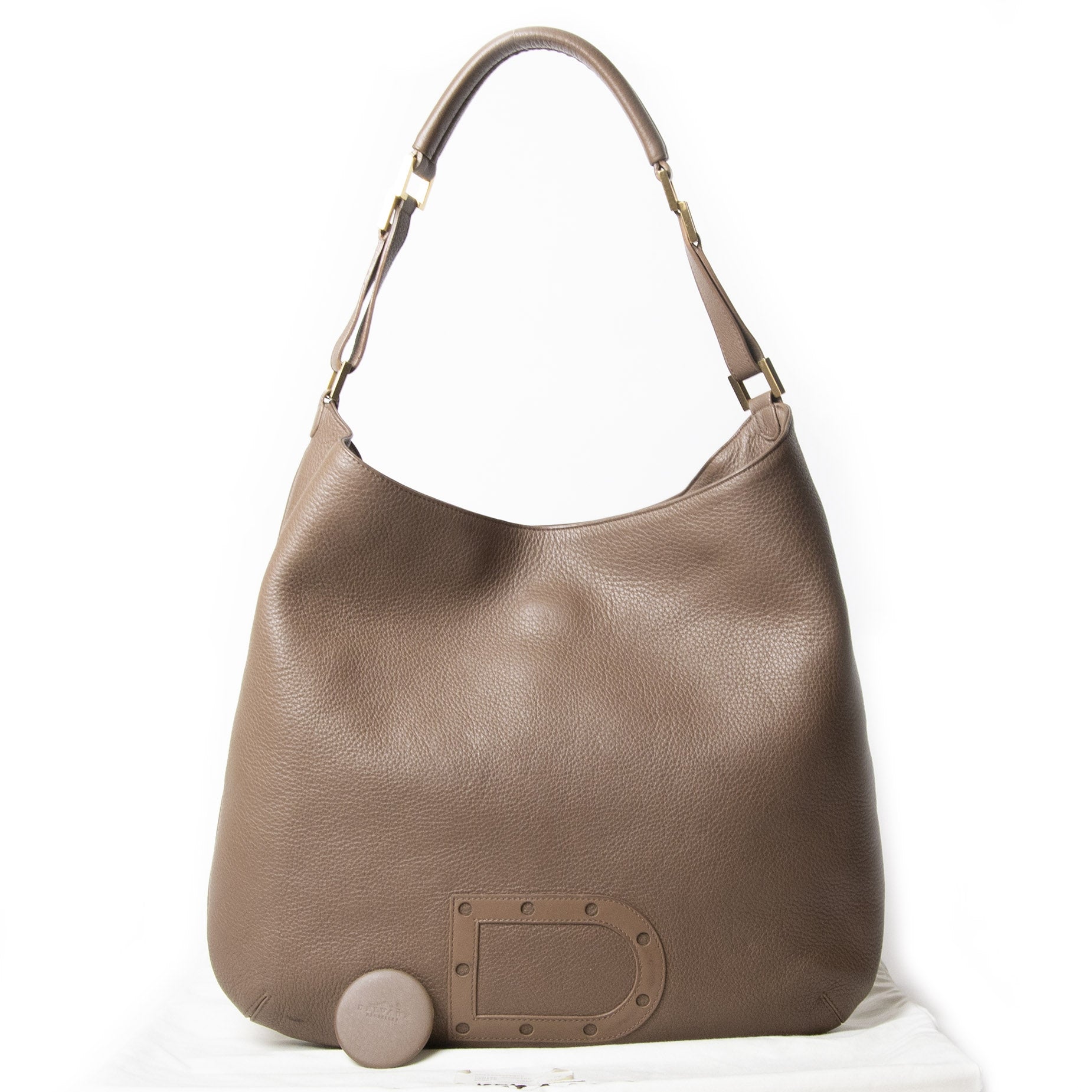 Delvaux Taupe Louise GM Shoulder Bag te koop bij Labellov tweedehands luxe