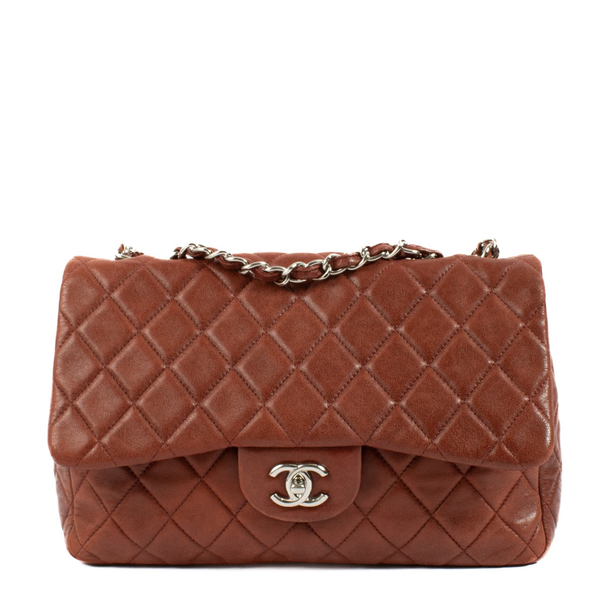 shop 100% authentic second hand Chanel Soft Red Classic Jumbo Flap Bag on Labellov.com