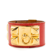 shop 100% authentic second hand Hermès Red Lizard Collier De Chien Bracelet - Size T4 on Labellov.com