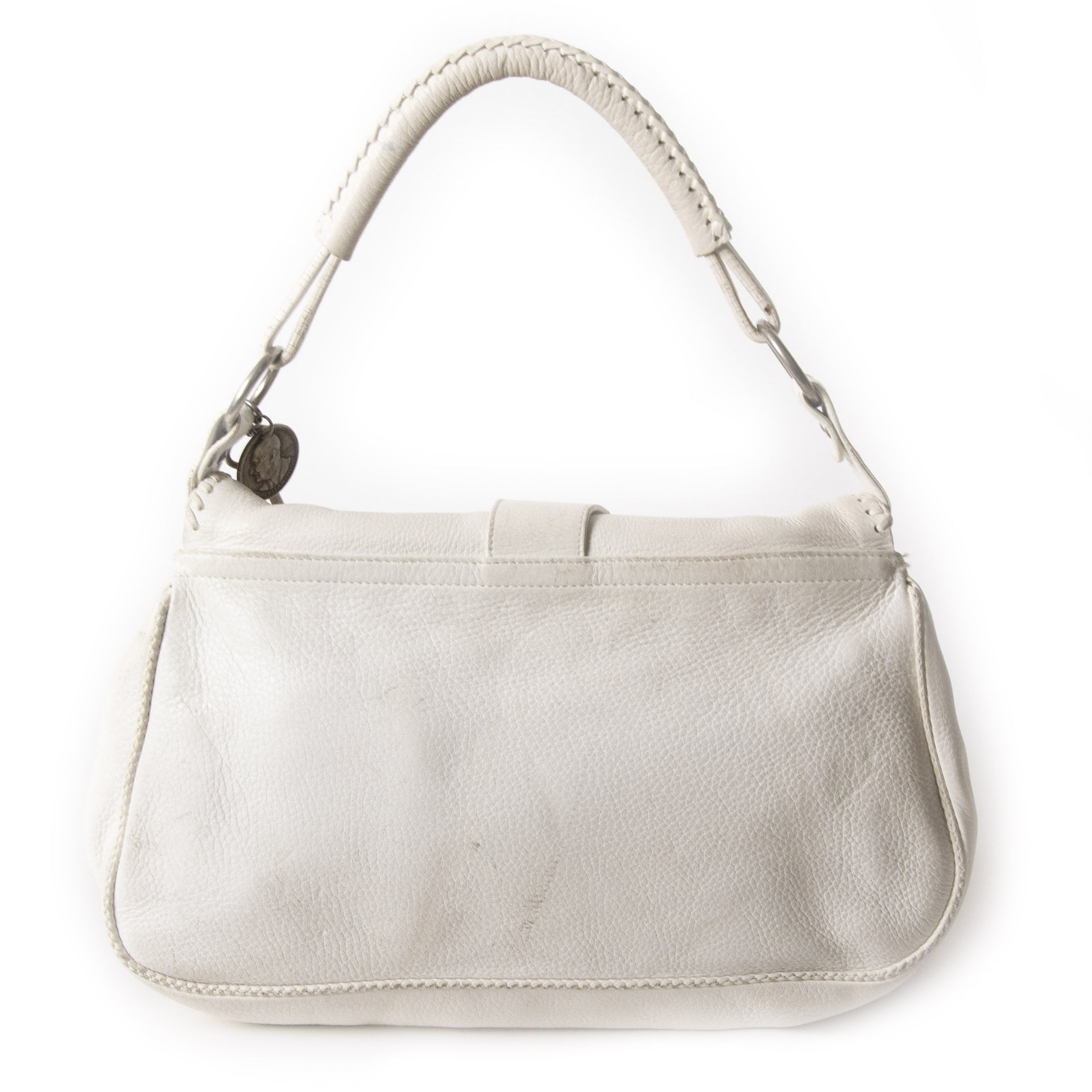Authentic second-hand vintage Dior White Gaucho Double Saddle Bag buy online webshop LabelLOV