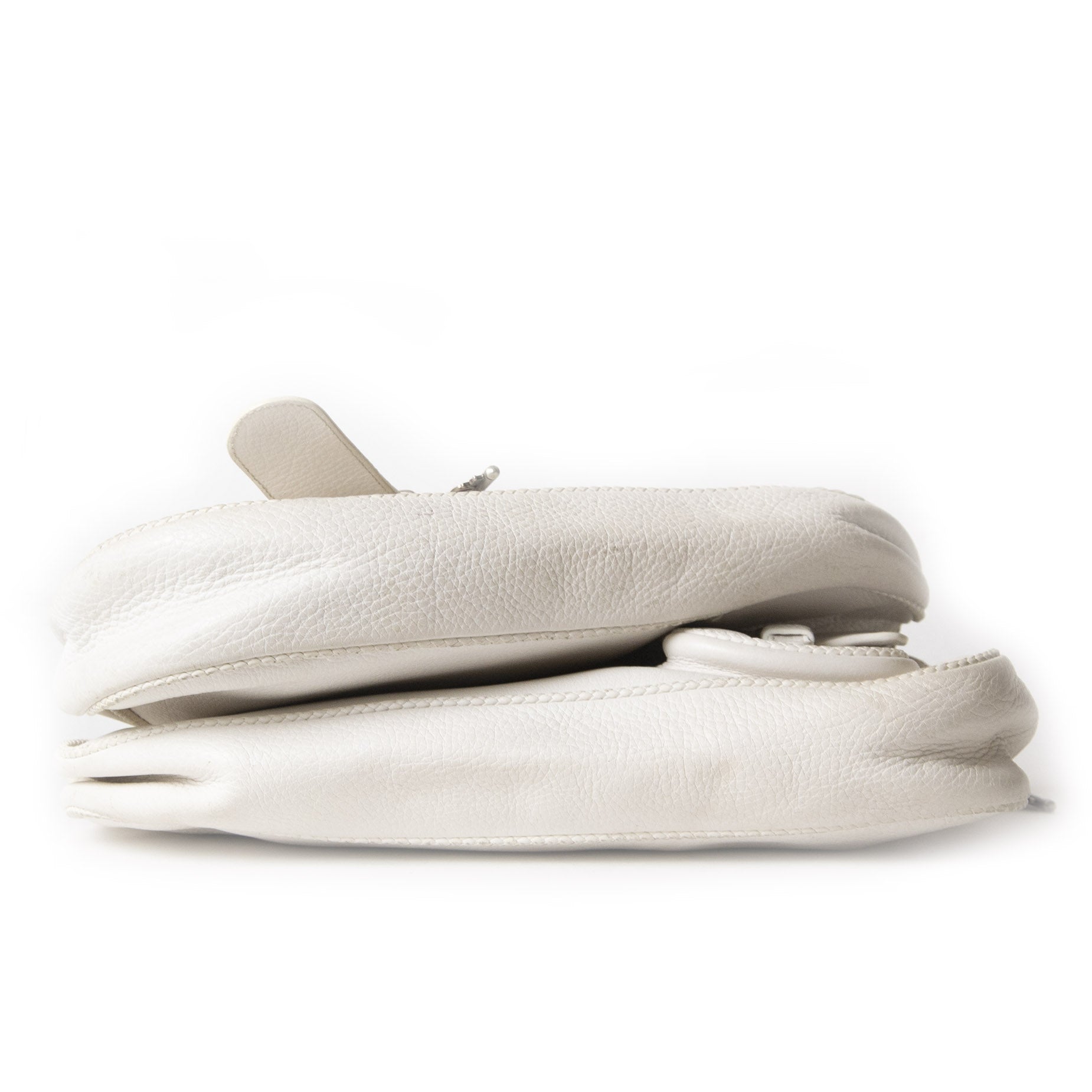 Authentieke tweedehands vintage Dior White Gaucho Double Saddle Bag koop online webshop labelLOV