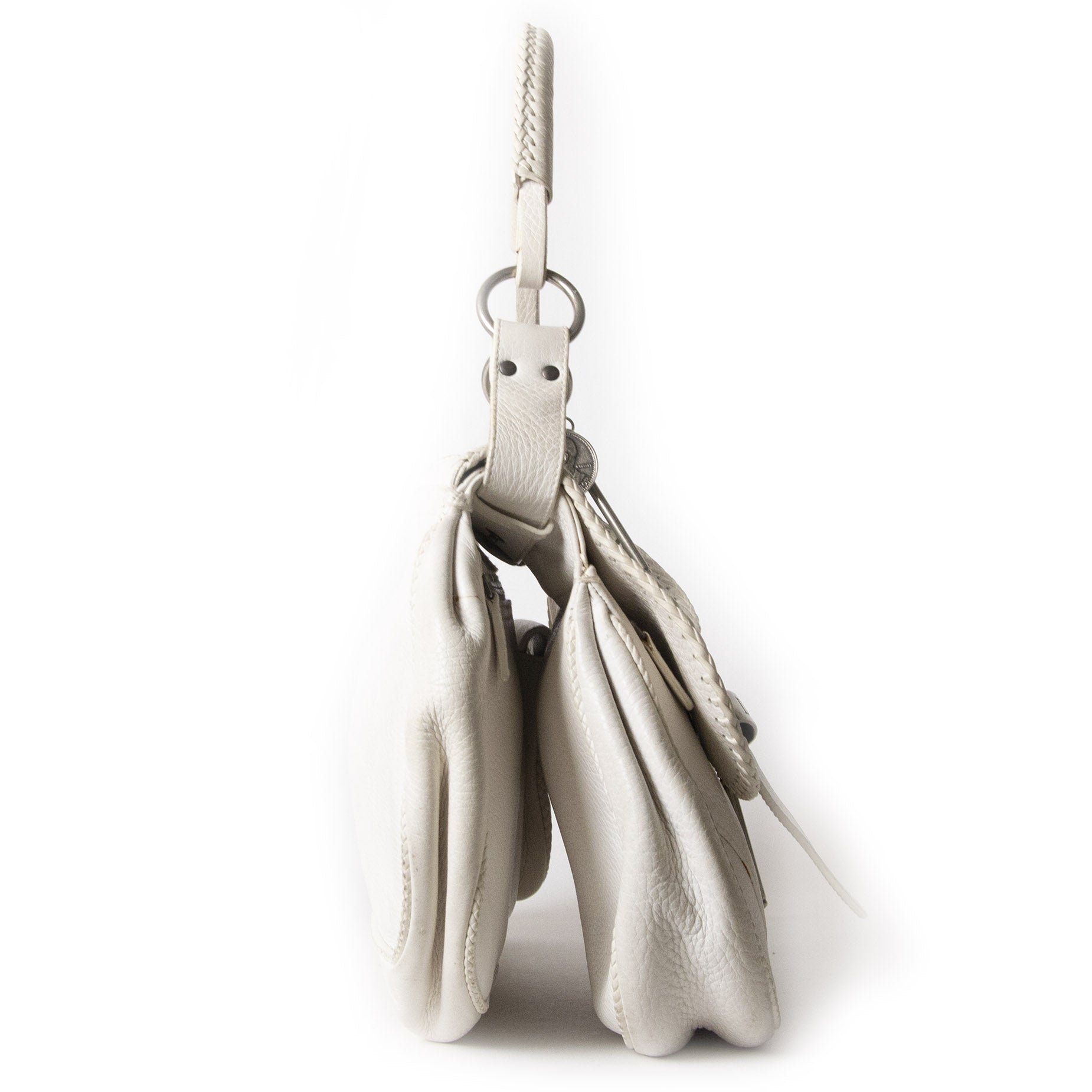 Authentique seconde main vintage Dior White Gaucho Double Saddle Bag achète en ligne webshop LabelLOV