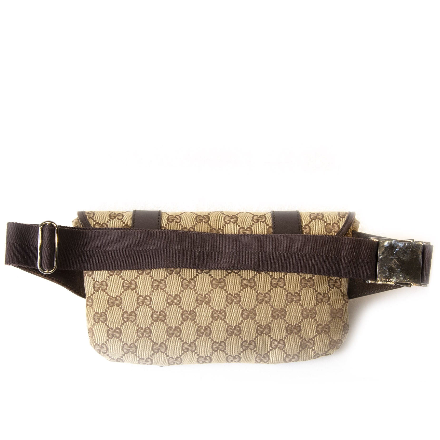 Gucci Brown GG Monogram Canvas Dual Leather Strap Belt Bag