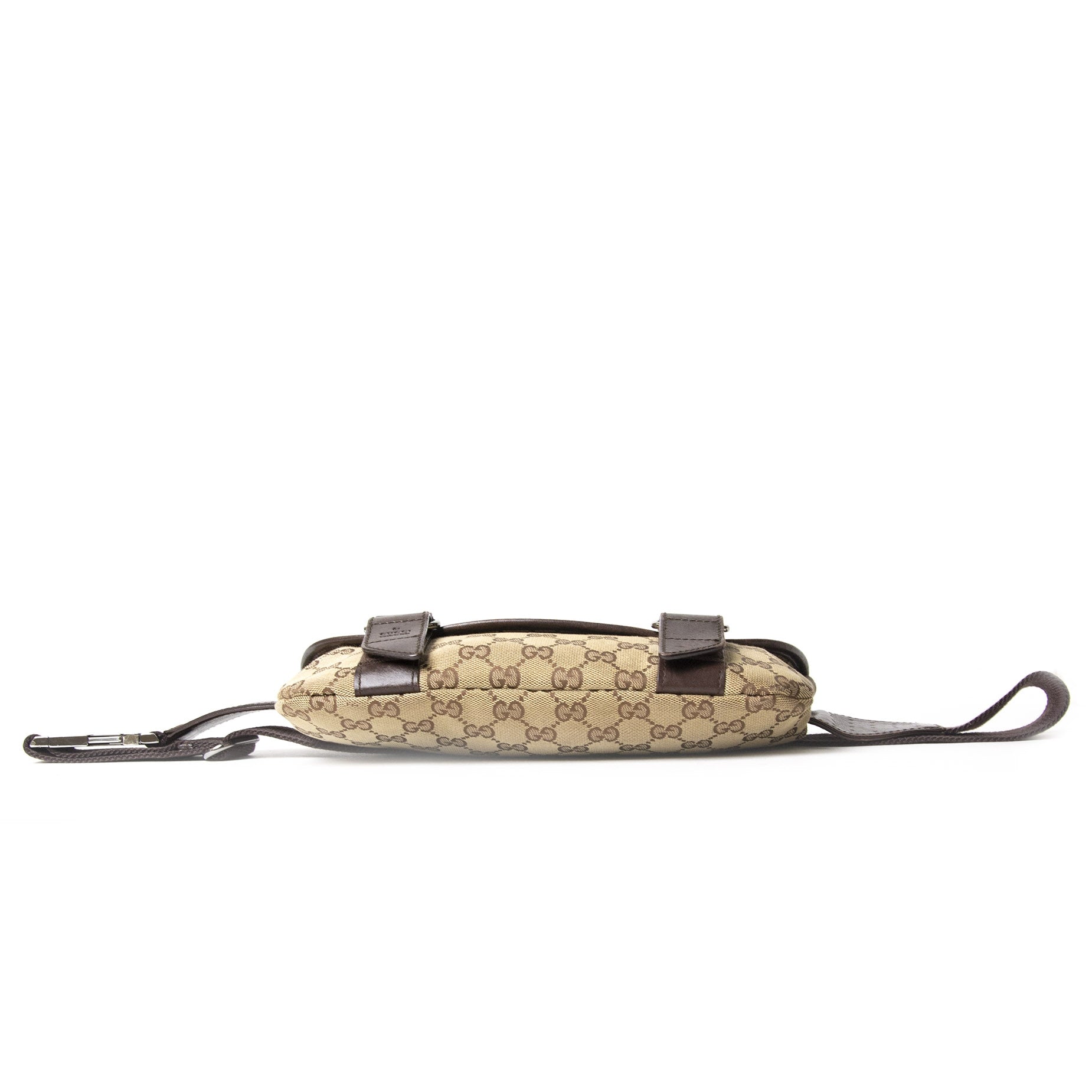 Gucci Brown GG Monogram Canvas Dual Leather Strap Belt Bag