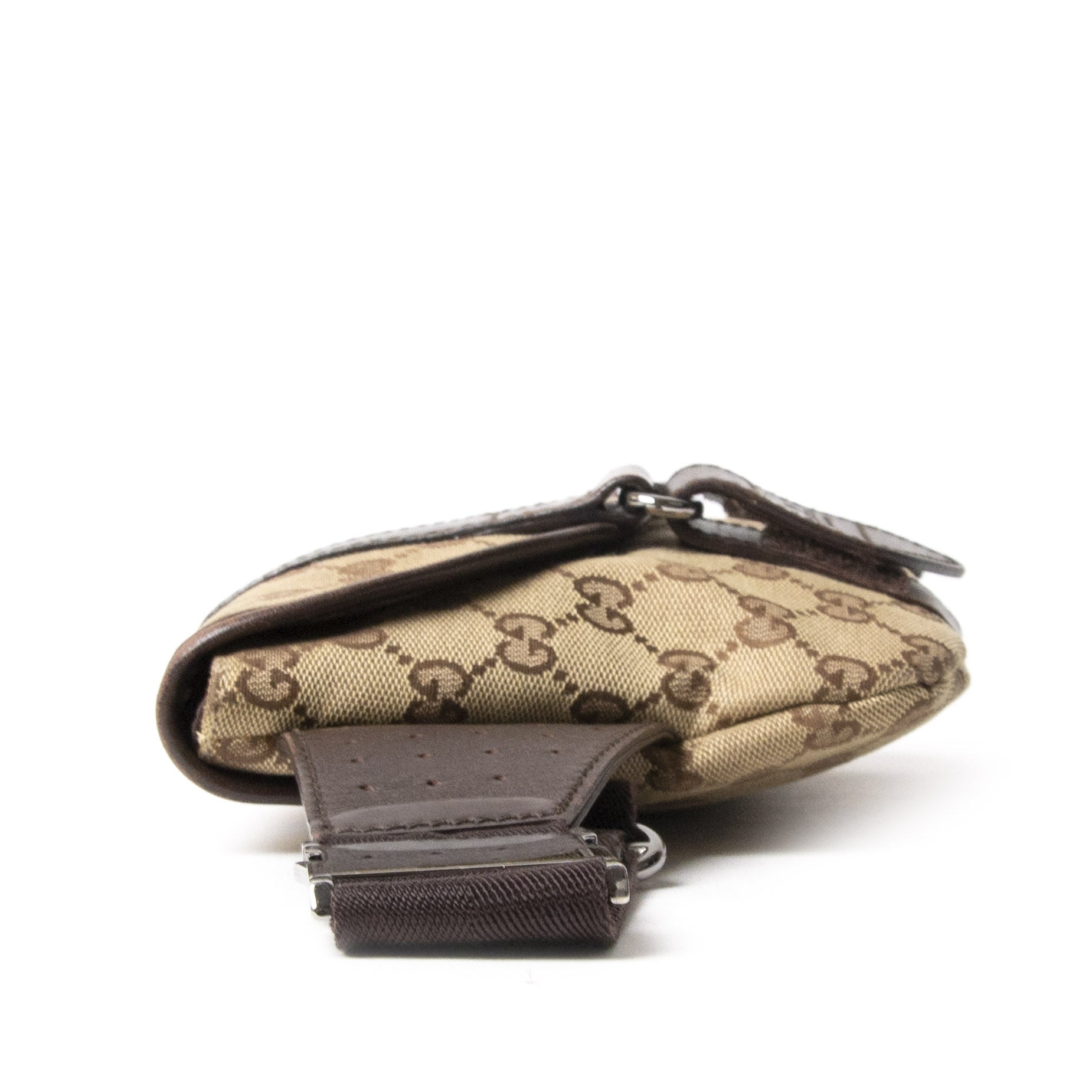 Gucci Brown GG Monogram Canvas Dual Leather Strap Belt Bag