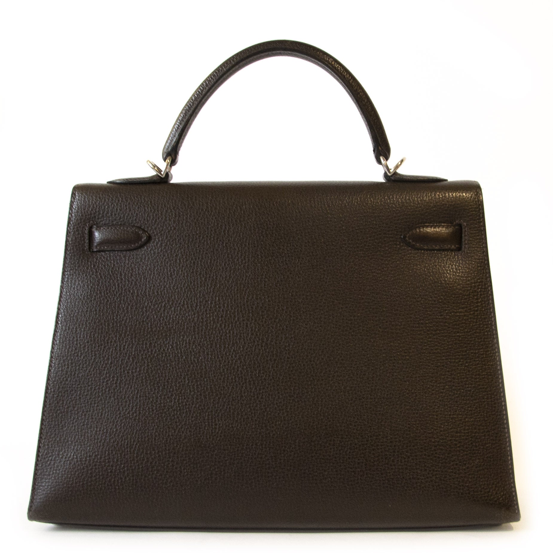 Te koop bij Labellov Hermès Kelly 32 Brown Vache Liègee PHW