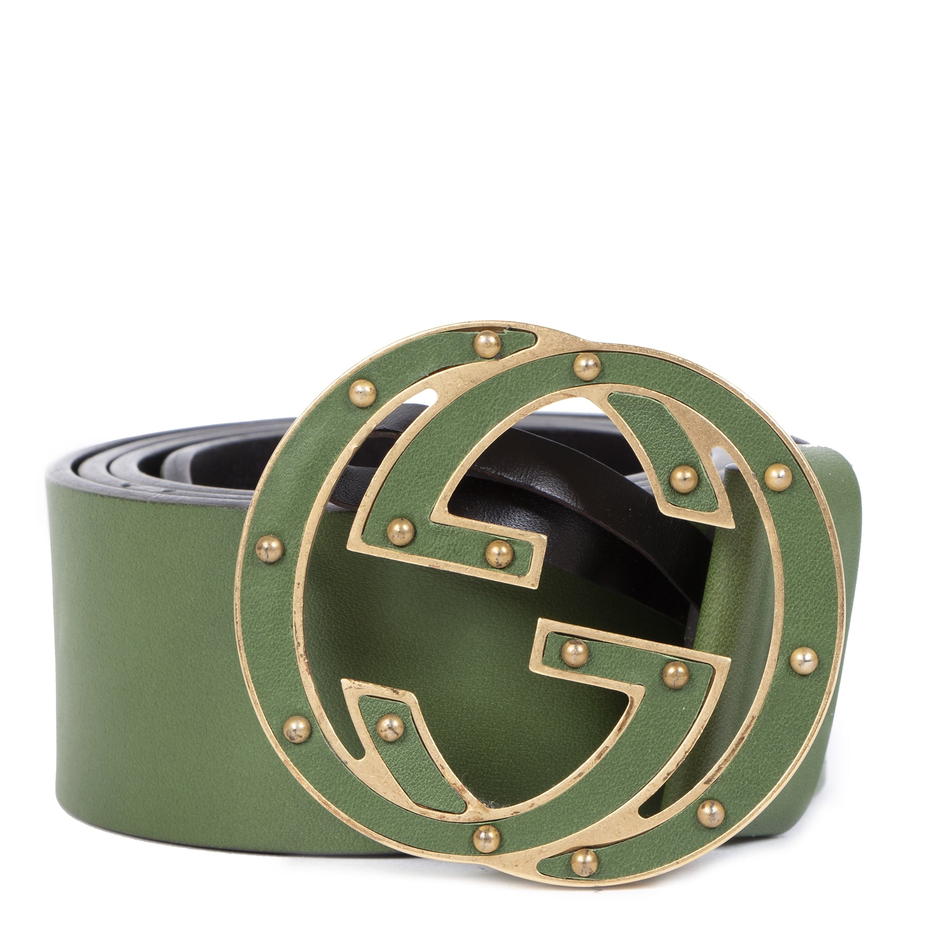 Authentic second-hand vintage Gucci GG Green Belt - Size 80 buy online webshop LabelLOV