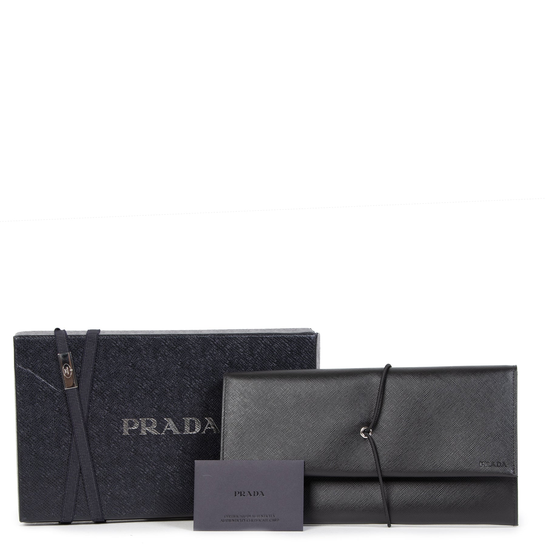 Porte-documents de voyage Prada en cuir Saffiano noir