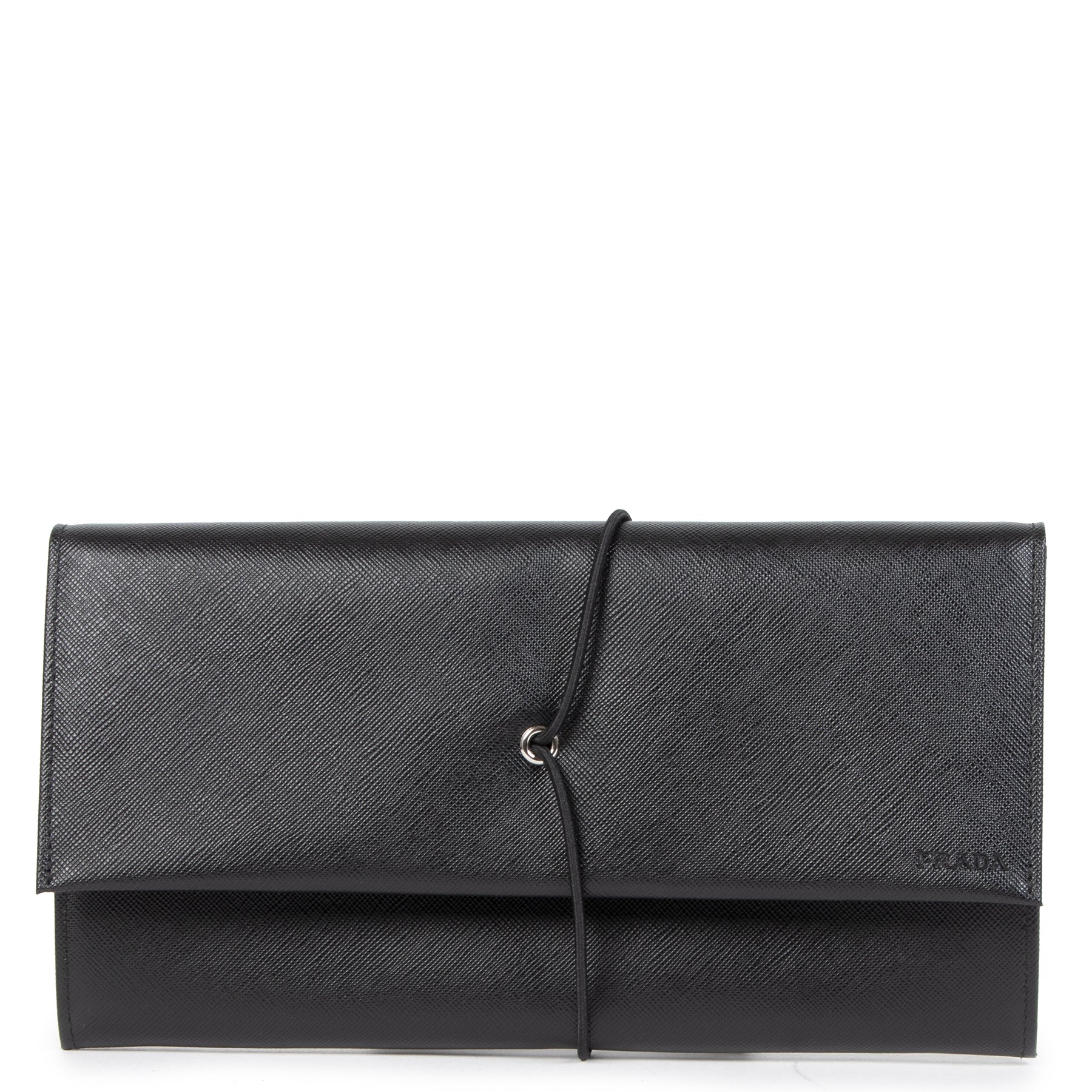 Porte-documents de voyage Prada en cuir Saffiano noir