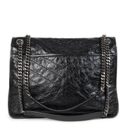 Authentieke Tweedehands Saint Laurent Large Niki Black Calfskin Leather Shoulder Bag juiste prijs veilig online shoppen luxe merken webshop winkelen Antwerpen België mode fashion